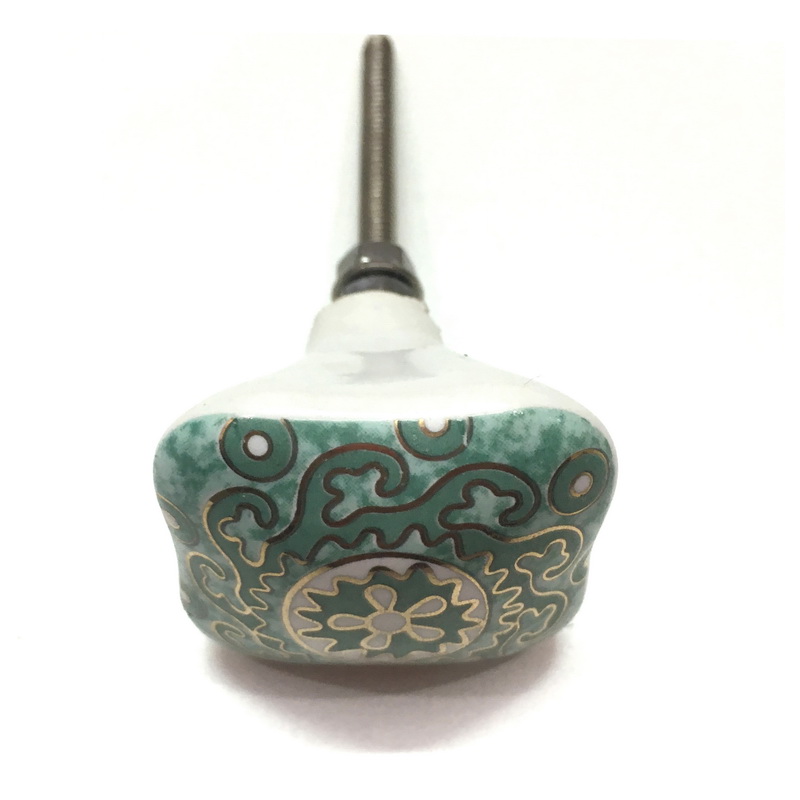 CERAMIC KNOB PYRAMID. HEAD 40 MM X 40 MM. HEIGHT 35 MM, LENGTH OF SCREW OUTSIDE THE KNOB 50 MM. SUPPLIED WITH 1 SCREW ATTACHED, 2 NUTS AND 1 WASHER.-1