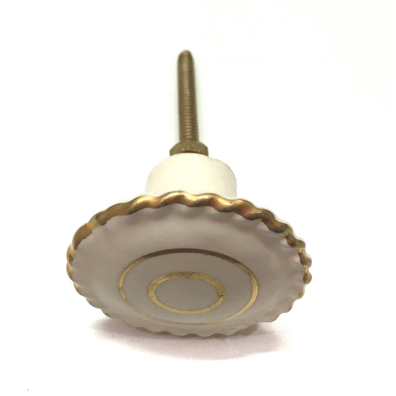 CERAMIC KNOB. DIAMETER 42 MM. HEIGHT 26 MM, LENGTH OF SCREW OUTSIDE THE KNOB 42 MM. SUPPLIED WITH 1 SCREW ATTACHED, 2 NUTS AND 1 WASHER.-1
