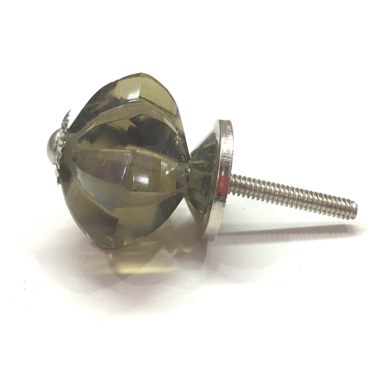 GLASS SMOKE CABINET KNOB. SIZE DIAMETER 36 MM, HEIGHT 26 MM, LENGTH OF SCREW OUTSIDE KNOB 39 MM-1