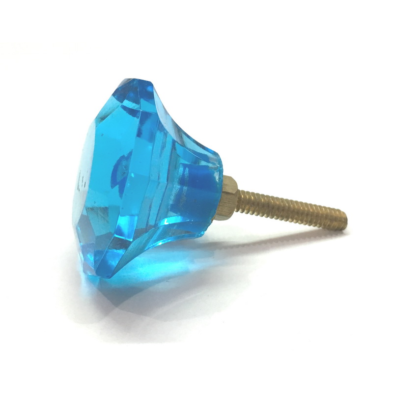GLASS TURQUOISE CABINET KNOB. SIZE DIAMETER 35 MM, HEIGHT 26 MM, LENGTH OF SCREW OUTSIDE KNOB 32 MM-1