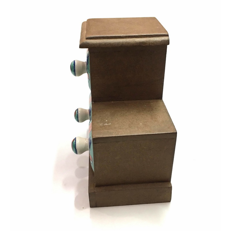 WOODEN CHEST 2.NATURAL WOOD. HEIGHT 175 MM, WIDTH 165 MM, DEPTH 94 MM. CERAMIC DRAWER FROM OUTSIDE 84 MM X 60 MM X 60 MM. KNOB 22 MM.-1