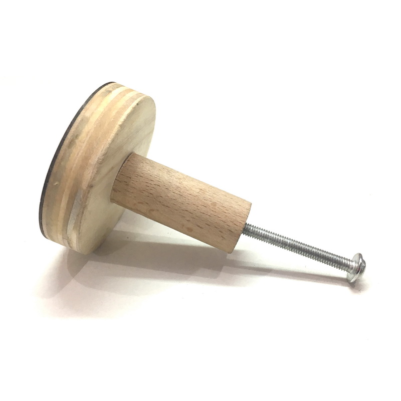WOODEN DISC KNOB PINK. HEAD 50 MM, TOTAL HEIGHT 51 MM, DIAMETER OF SHAFT 16 MM, HEIGHT OF SHAFT 38 MM. SUPPLIED WITH 40 MM LONG M4 SCREW.-2 - Copy
